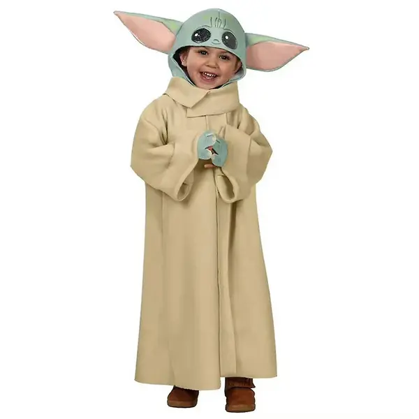 Costum pentru copii, Baby Yoda, bej, masca inclusa, 3-5 ani, 100-110 cm