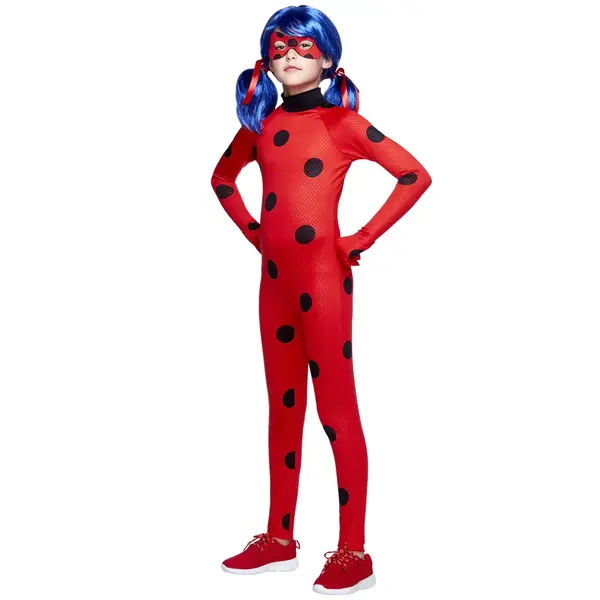 Costum pentru copii Buburuza Miraculoasa, tip combinezon, rosu, 100-110 cm, 3-5 ani