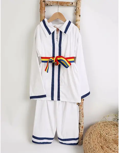 Costum popular baieti 3 piese albastru M2