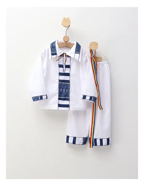 Costum popular baieti 3 piese albastru M3