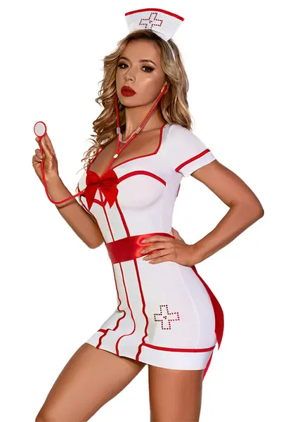Costum sexy Paris Hollywood - Nurse, de asistenta, 5 piese, S/M