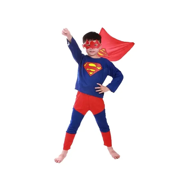 Costum Superman pentru copii, albastru, 110-120 cm, 5-7 ani