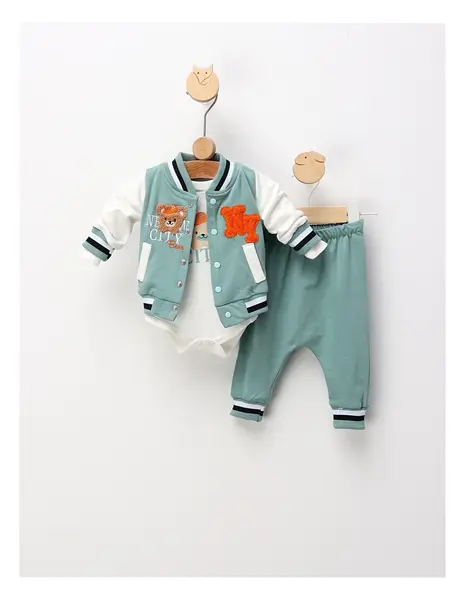 Costumas 3 piese, City Bear, cu verde