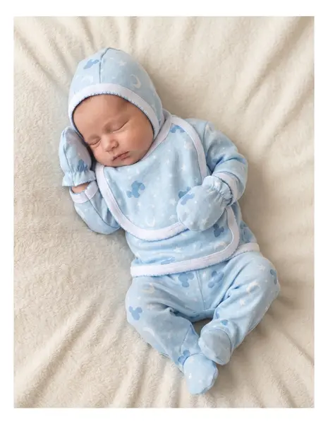Costumas 5 piese Mickey luna-stele bleu