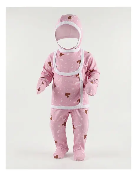 Costumas 5 piese Mickey luna-stele roz