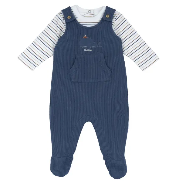 Costumas body si salopeta bebe Chicco, botosei, Albastru, 00635-69MFCI