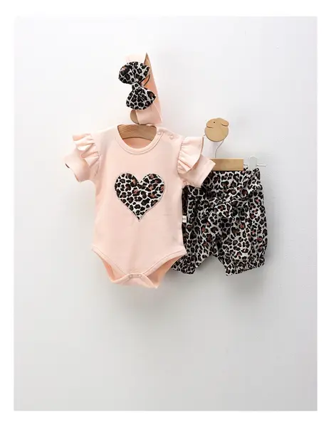 Costumas de vara, 3 piese, leopard, corai