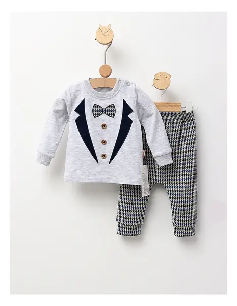 Costumas Design cu Papion, gri