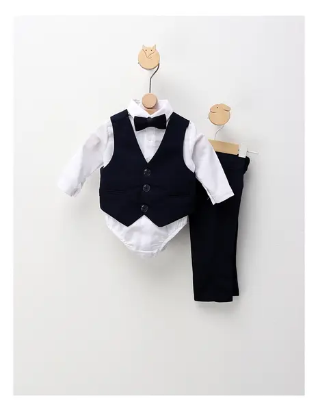Costumas elegant Ares, alb-bleumarin