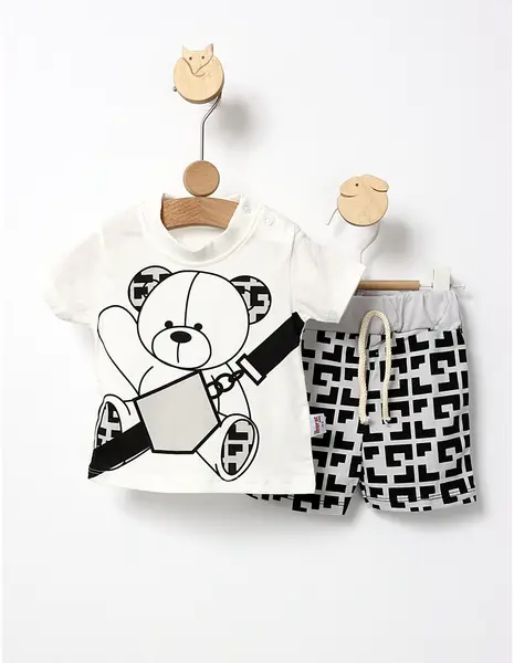 Costumas vara Lucky Bear alb-gri