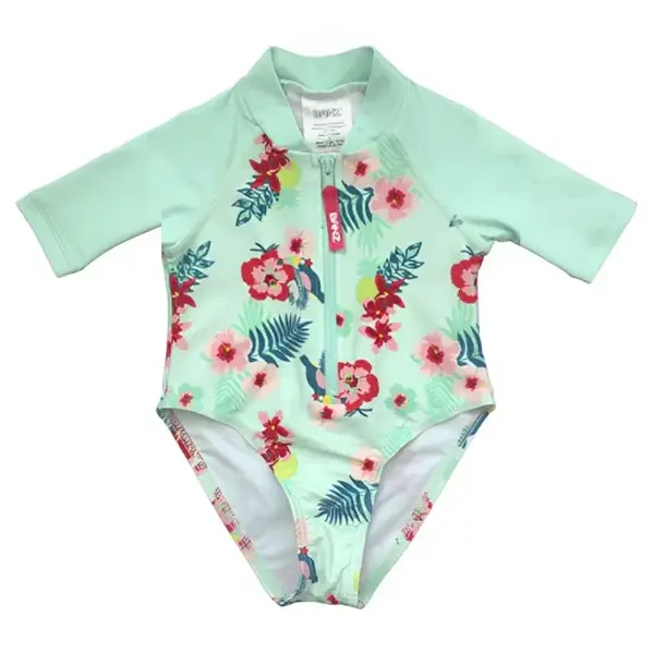 Costume de Baie Inot pentru bebelusi si copii, Protectie Soare UPF50+, Mint Floral, Marimea 4