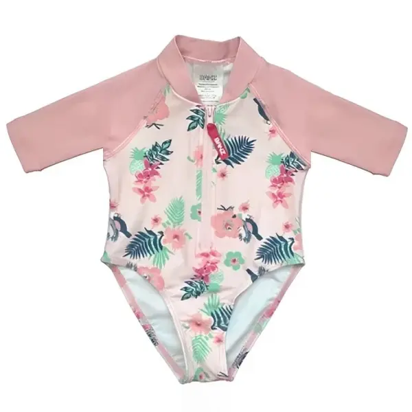 Costume de Baie Inot pentru bebelusi si copii, Protectie Soare UPF50+, Floral Pink, Marimea 6