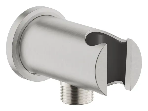 Cot de iesire Grohe, Rainshower Wall Union w/Holder, montare pe perete, universal, filet tata, suport, supersteel, crom mat