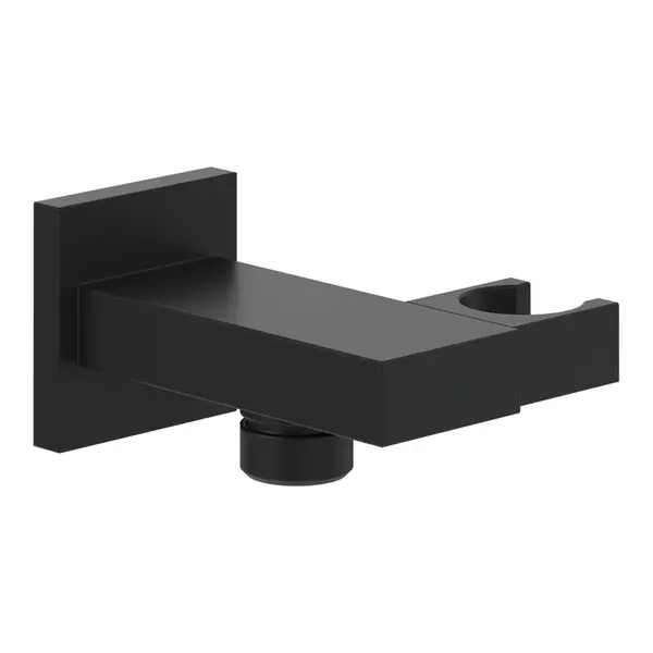 Cot racord patrat cu suport dus, negru mat, VilleroyBoch Universal Showers