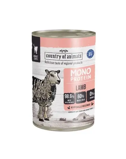 COUNTRY OF ANIMALS hrană umedă monoproteică cu miel pentru pisici 400 g