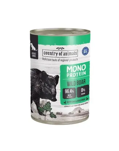 COUNTRY OF ANIMALS hrană umedă monoproteică cu mistreț pentru câini 400 g