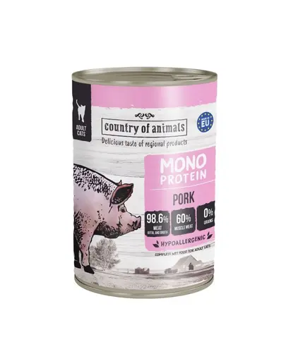 COUNTRY OF ANIMALS hrană umedă monoproteică cu porc pentru pisici 400 g