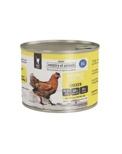 COUNTRY OF ANIMALS hrană umedă monoproteică cu pui pentru pisici 200 g