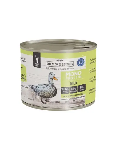 COUNTRY OF ANIMALS hrană umedă monoproteică cu rață pentru pisici 200 g