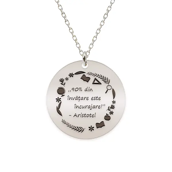 Courage - Colier personalizat "90% din invatare este incurajare" din argint 925