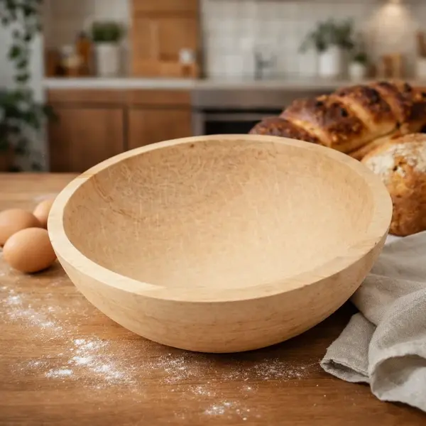 Covata din lemn pentru aluat - model traditional, lucrata manual 24.5 cm