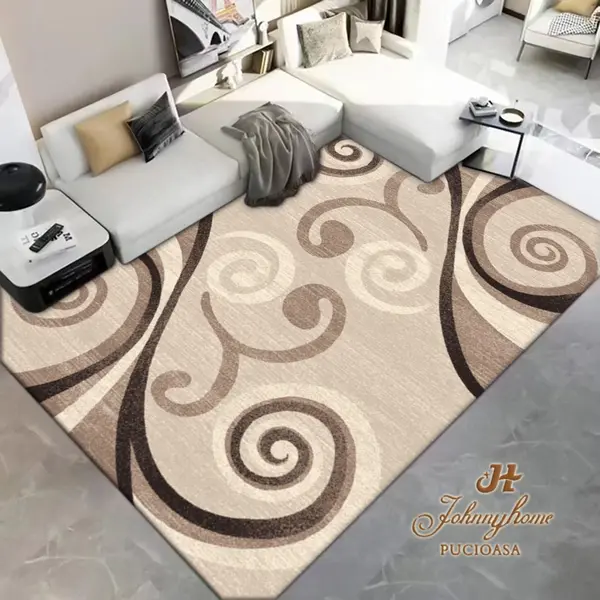 Covor 100x200cm pentru Dormitor si Living, Bej - Maro