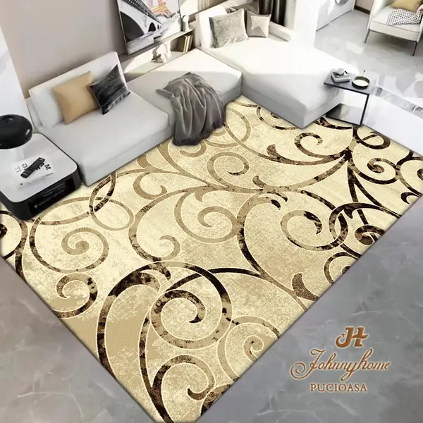 Covor 100x200cm pentru Dormitor si Living, Bej - Maro