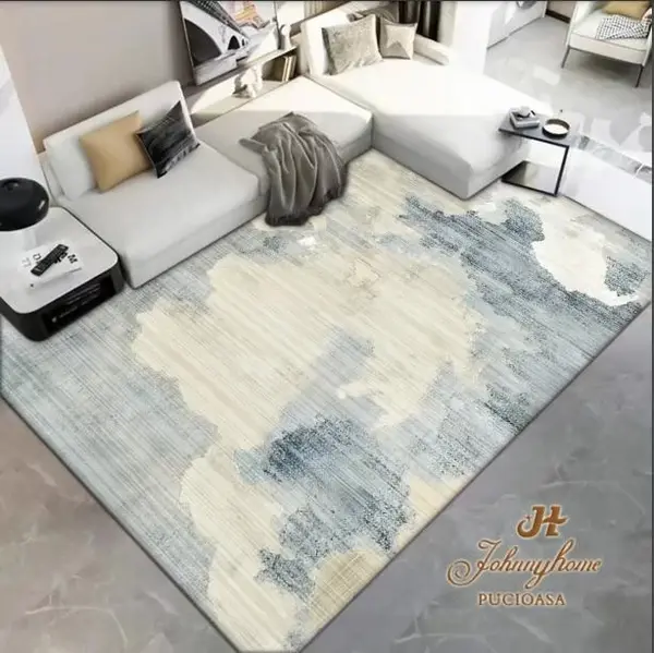 Covor 100x200cm pentru Dormitor si Living, Crem - Gri
