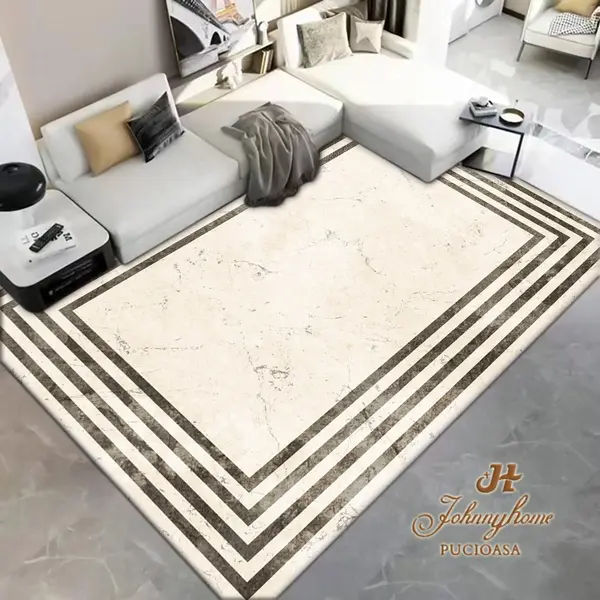 Covor 80x150cm pentru Dormitor si Living, Crem - Gri