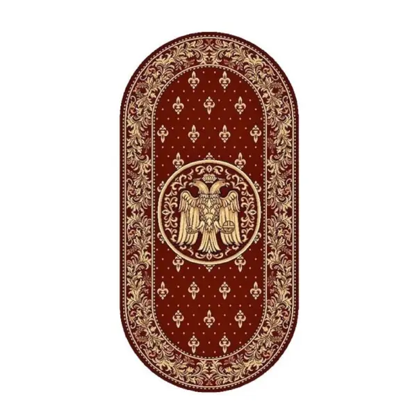 Covor Bisericesc Oval, 80 cm x 150 cm, Rosu, Model Lotos