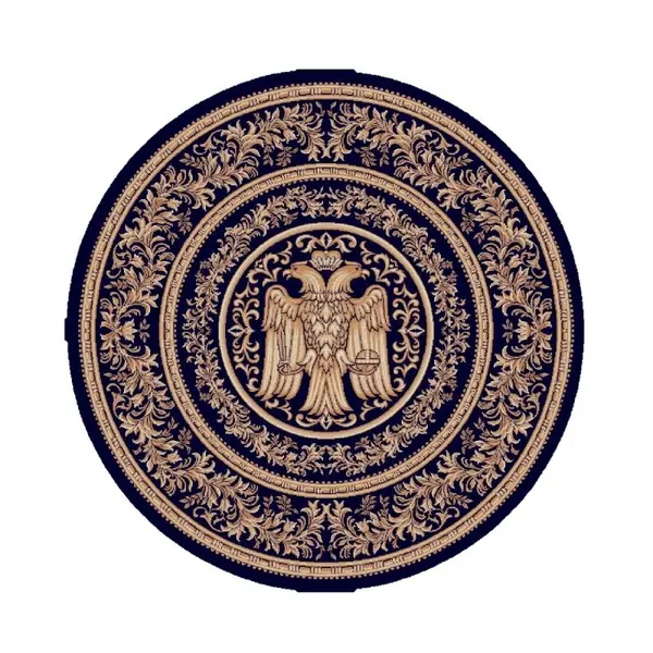 Covor Bisericesc Rotund, 67 cm x 67 cm, Albastru, Model Lotos