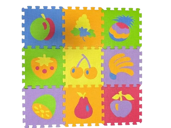 Covor de joaca tip puzzle cu fructe,spuma,multicolor,9 piese