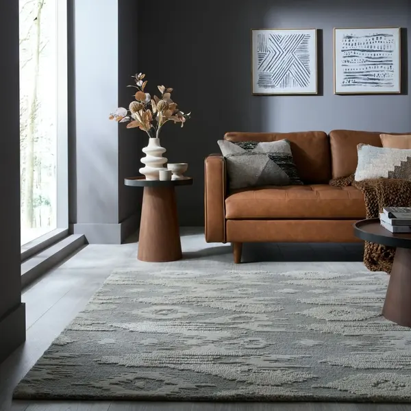 Covor Dion Ikat Wool Albastru 160x230 cm, Flair Rugs