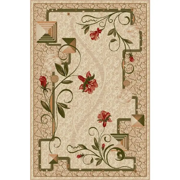Covor Dreptunghiular, 60 x 110 cm, Crem, Floral, Lotos 587