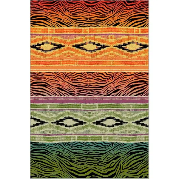 Covor Dreptunghiular, 60 x 130 cm, Verde / Portocaliu, Kolibri Ethnic 11330