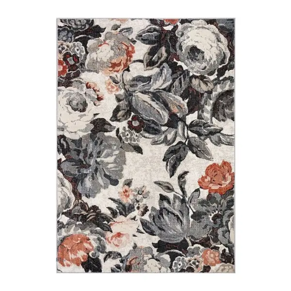 Covor Dreptunghiular, 78 x 150 cm, Bej / Crem / Maro, Model Floral Anny