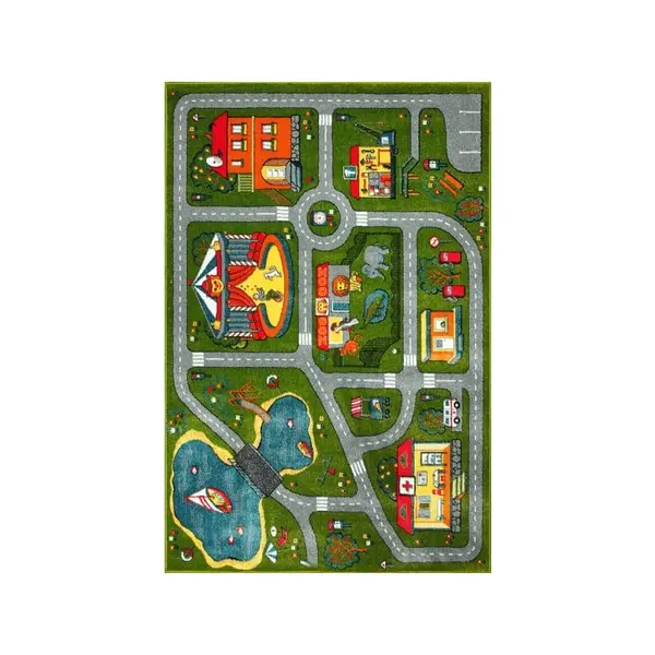 Covor Dreptunghiular pentru Copii, 160 x 230 cm, Verde, Kolibri Model Drumulete 11061