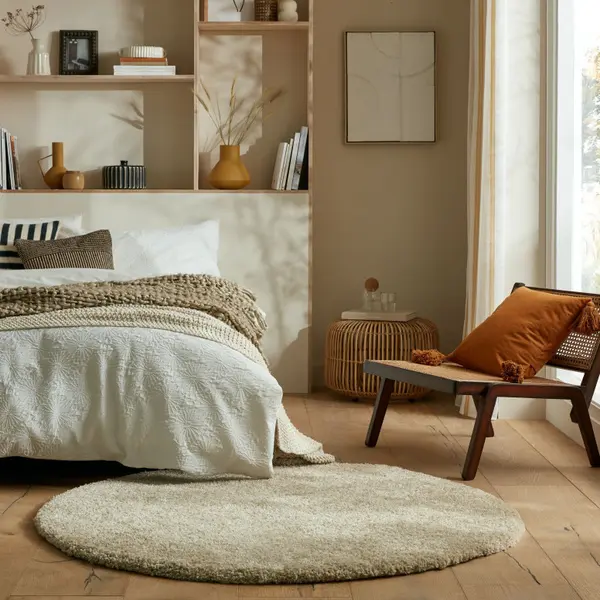 Covor Feather Soft Natural 133X133 cm, rotund, Flair Rugs