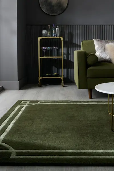 Covor Gatsby Wool Verde masliniu 160x230 cm, Flair Rugs