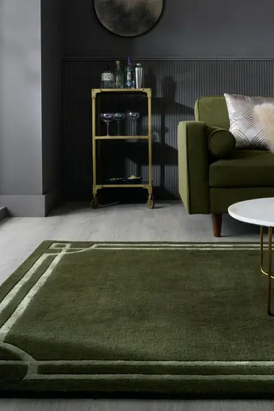 Covor Gatsby Wool Verde masliniu 200x290 cm, Flair Rugs