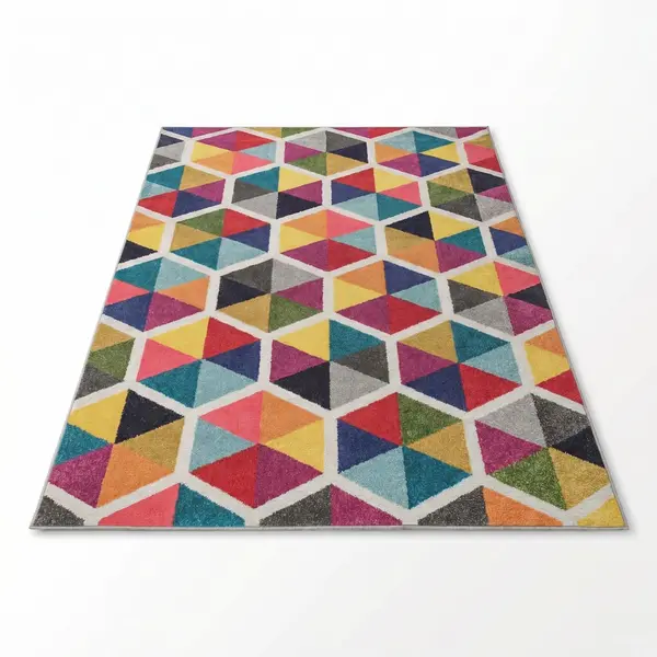 Covor Living - Hol Curcubeu, Lavabil, Antiderapant, Multicolor, 80x150 cm