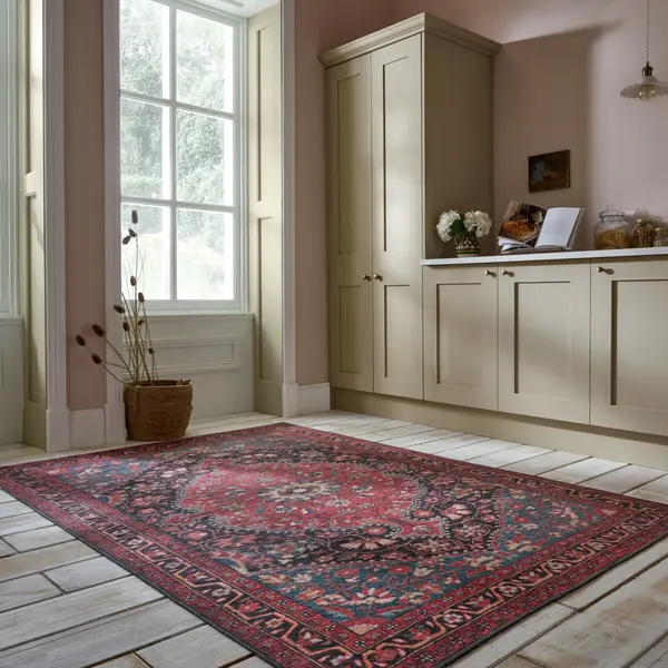 Covor Medallion Washable Rosu 152x230 cm, Flair Rugs