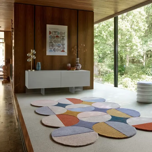 Covor Mia Ellipse Albastru, Caramiziu 200x290 cm, Flair Rugs