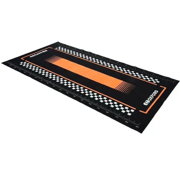Covor Moto Oxford Workshop Mat Pitlane Orange L 200 x 100cm Negru Portocaliu OX914
