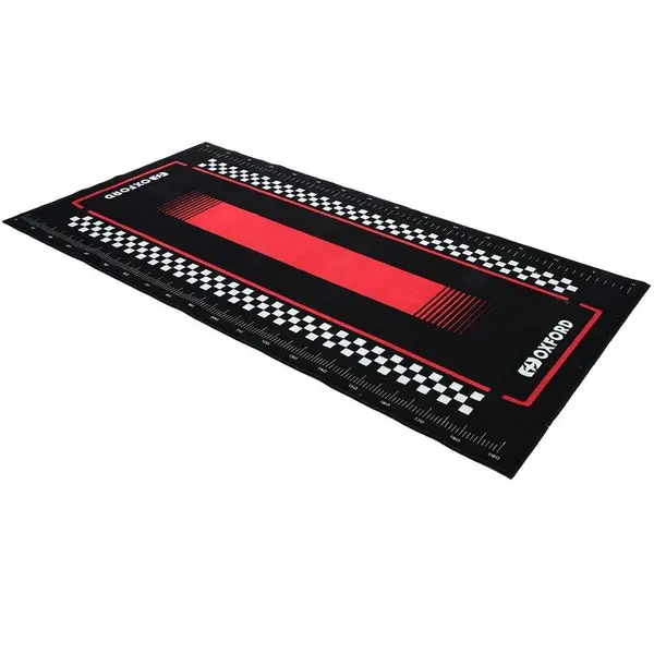 Covor Moto Oxford Workshop Mat Pitlane Red L 200 x 100cm Negru Rosu OX910