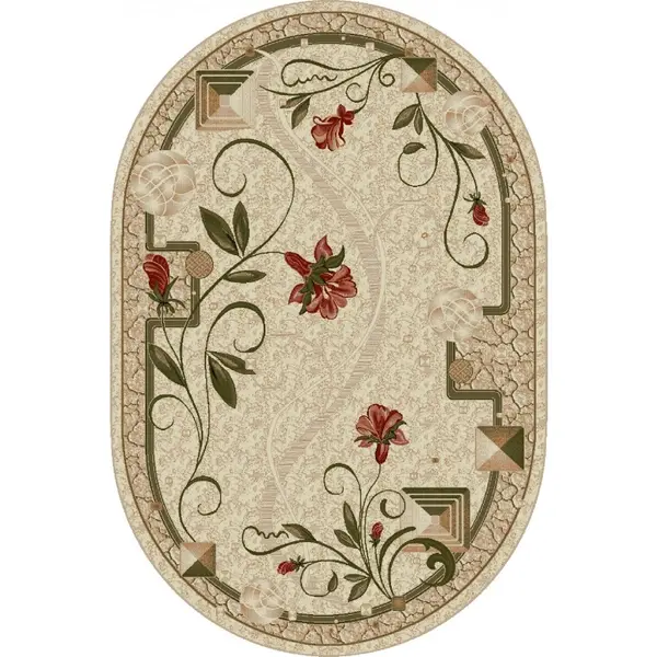 Covor Oval, 100 x 200 cm, Crem, Lotos Model Floral 587-116