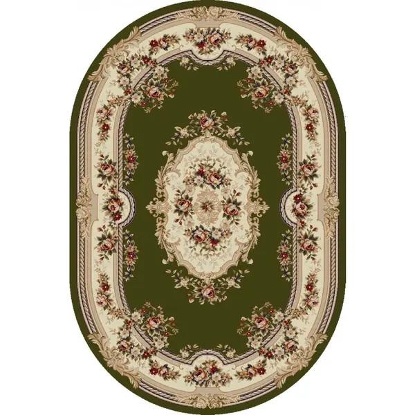 Covor Oval, 60 x 110 cm, Crem / Verde, Lotos 575-310