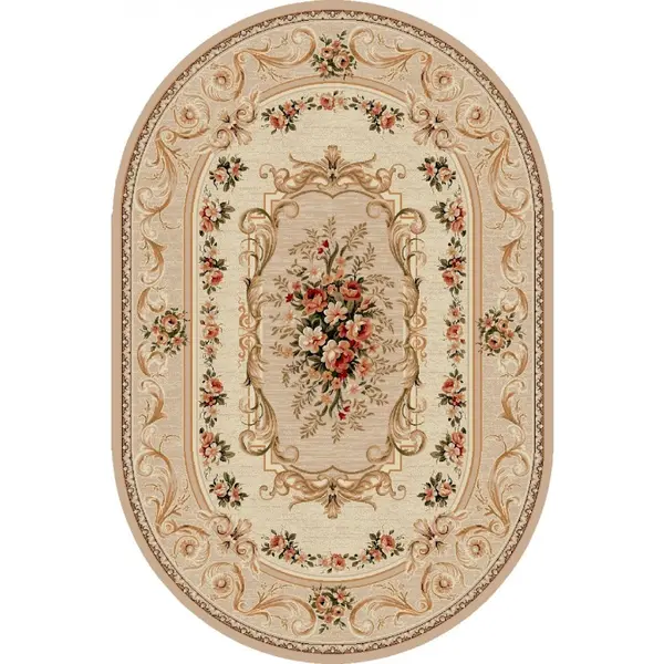 Covor Oval, 80 x 150 cm, Bej, Model Clasic Lotos 535