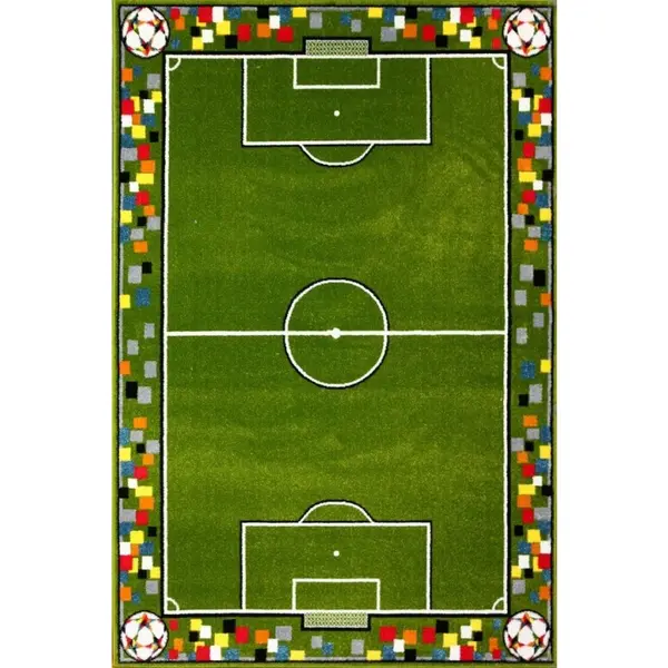 Covor pentru Copii Dreptunghiular, 120 x 170 cm, Verde, Model Teren Fotbal Kolibri 11118
