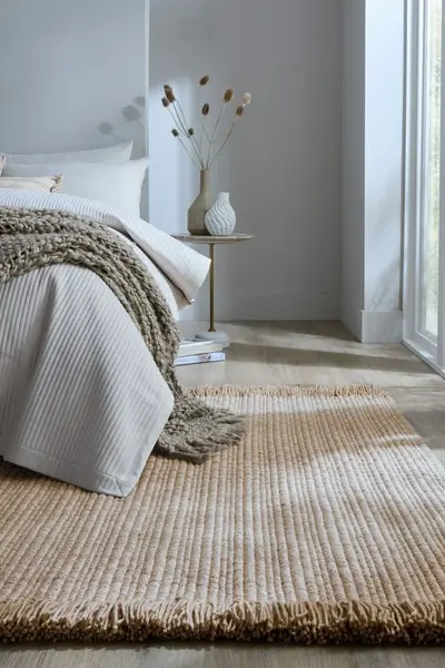 Covor Rene Fringed Ribbed Bej 200x290 cm, Flair Rugs
